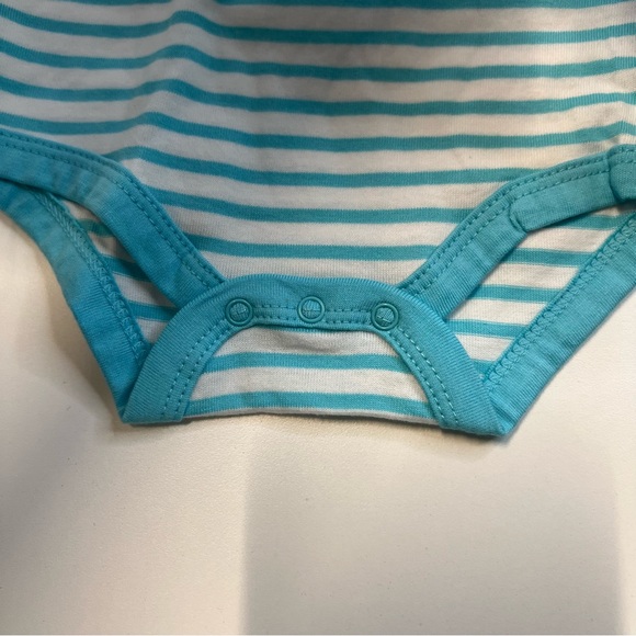 Starting Out White Dress w/ Pink Flamingo Pattern, Blue & White Striped Bodysuit - Picture 6 of 6